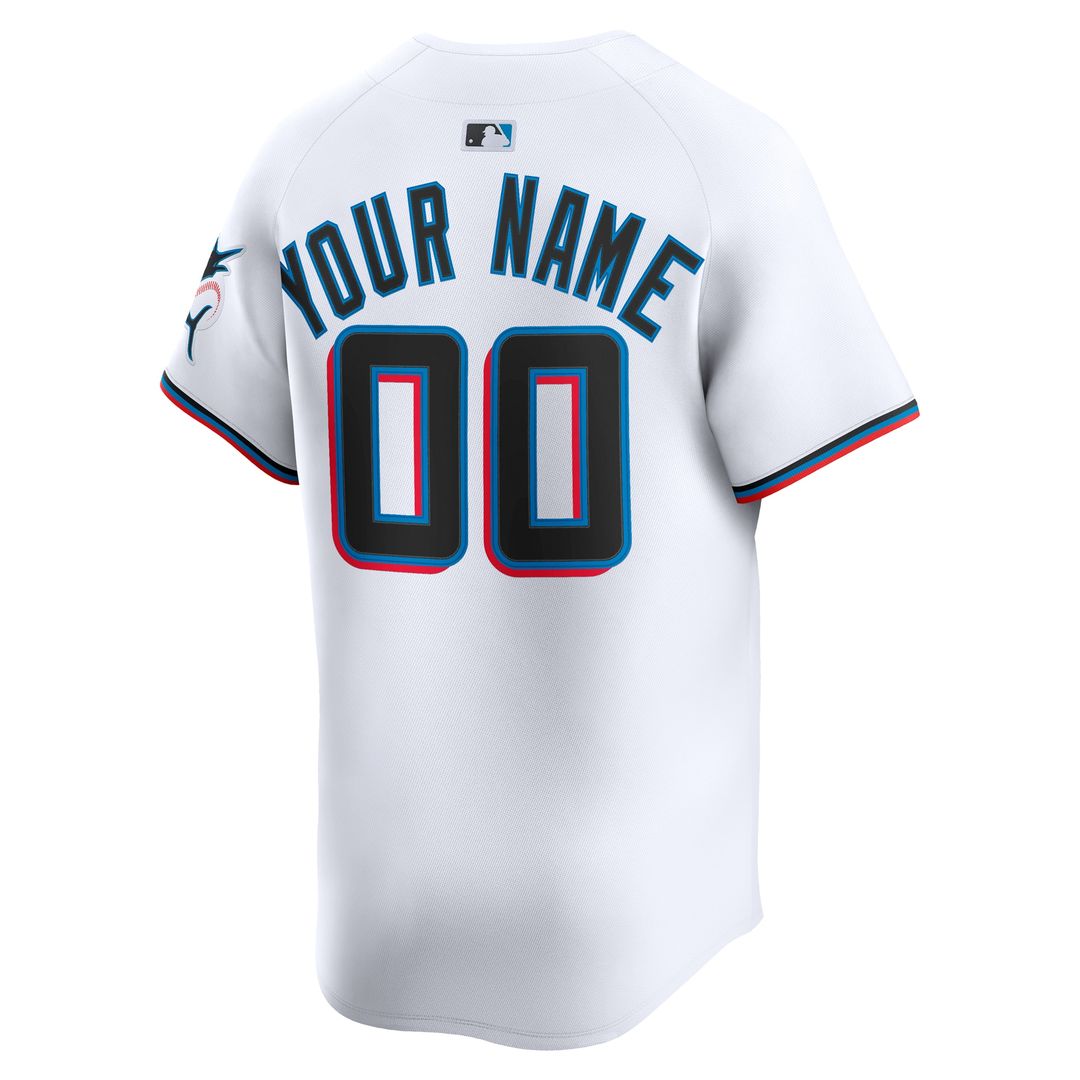 Miami Marlins Nike Home Limited Custom Jersey - White