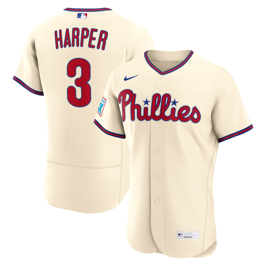 Bryce Harper Philadelphia Phillies Nike Alternate Authentic Sponsor Patch Jersey - Cream