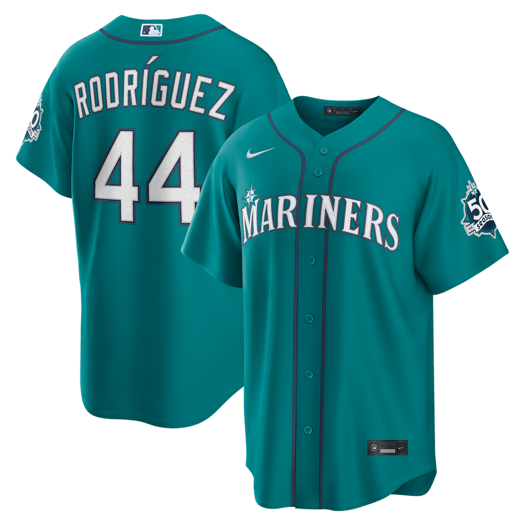 Julio Rodríguez Seattle Mariners Nike Alternate Stadium 50th Season Patch Jersey - Teal