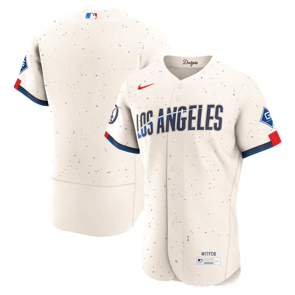 Los Angeles Dodgers Nike City Connect Authentic Sponsor Patch Jersey - Cream